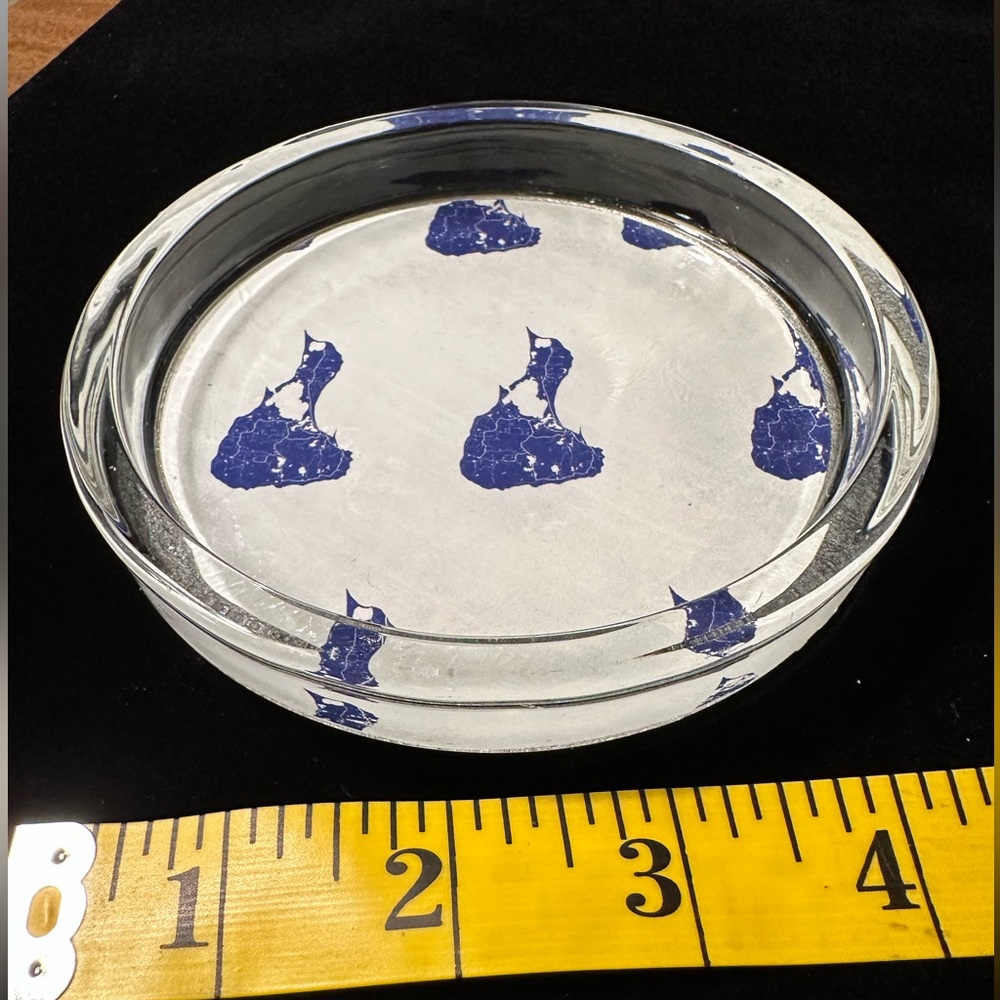 Hand crafted decopauge glass ring/jewelry dish or coaster. Custom Block Island
